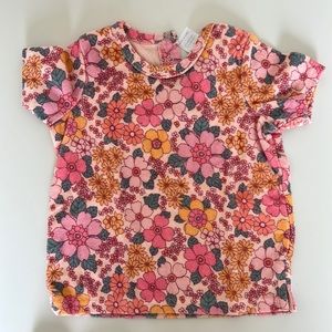 Cotton terry cloth two piece mating set in a flora print